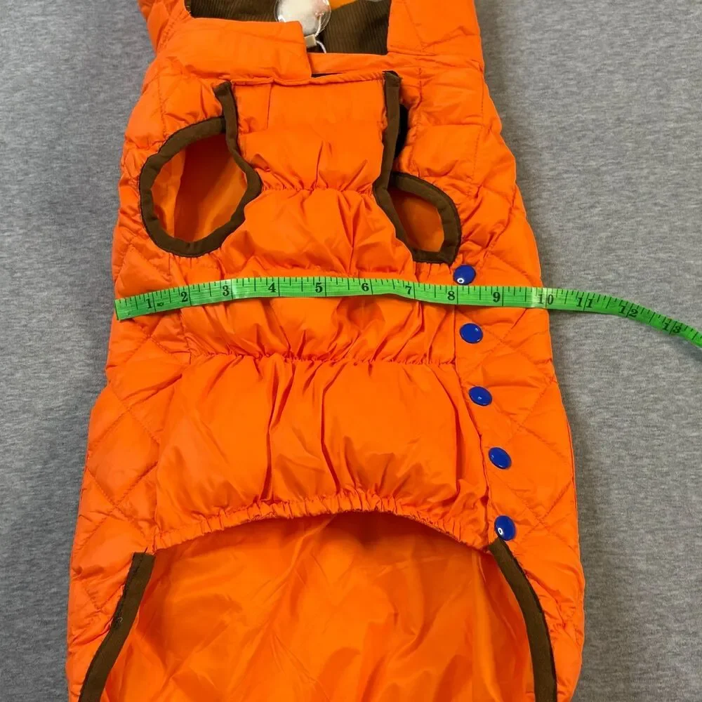 QUEEICE Dog Down Coat Jacket Orange Quilted Warm Size Large NWT Pockets